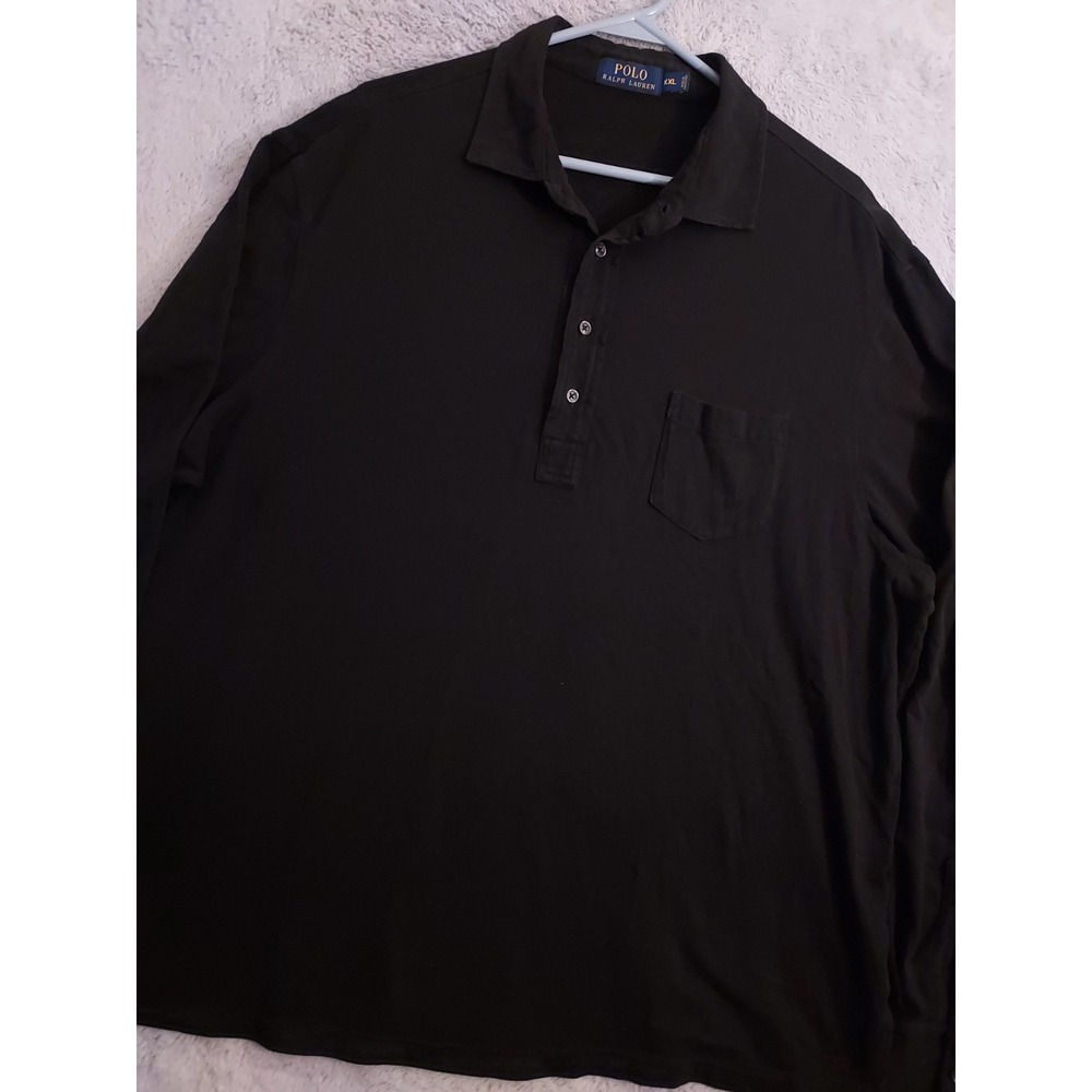 Polo Ralph Lauren Shirt Men 2XL XXL Popover Faded Black Knit Casual Preppy PRL